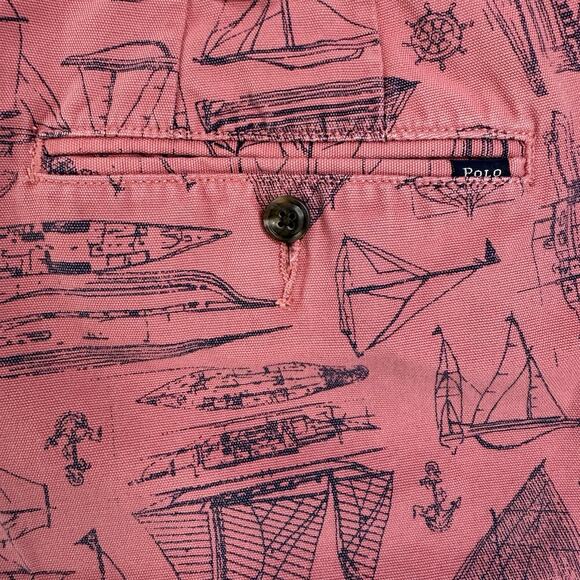 Polo Ralph Lauren Shorts Mens 36 Pink Nautical Sailboat Print Classic Fit 6 Inch - Picture 5 of 7